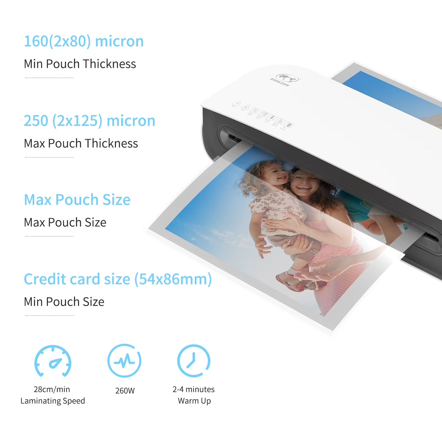 OSMILE SL289 Ensemble De Machine À Plastifier De Bureau Format A4 Stratification Chaude Et Froide Système À 2 Rouleaux 9 Pouces Largeur Maximale Pour A4/A5/A6