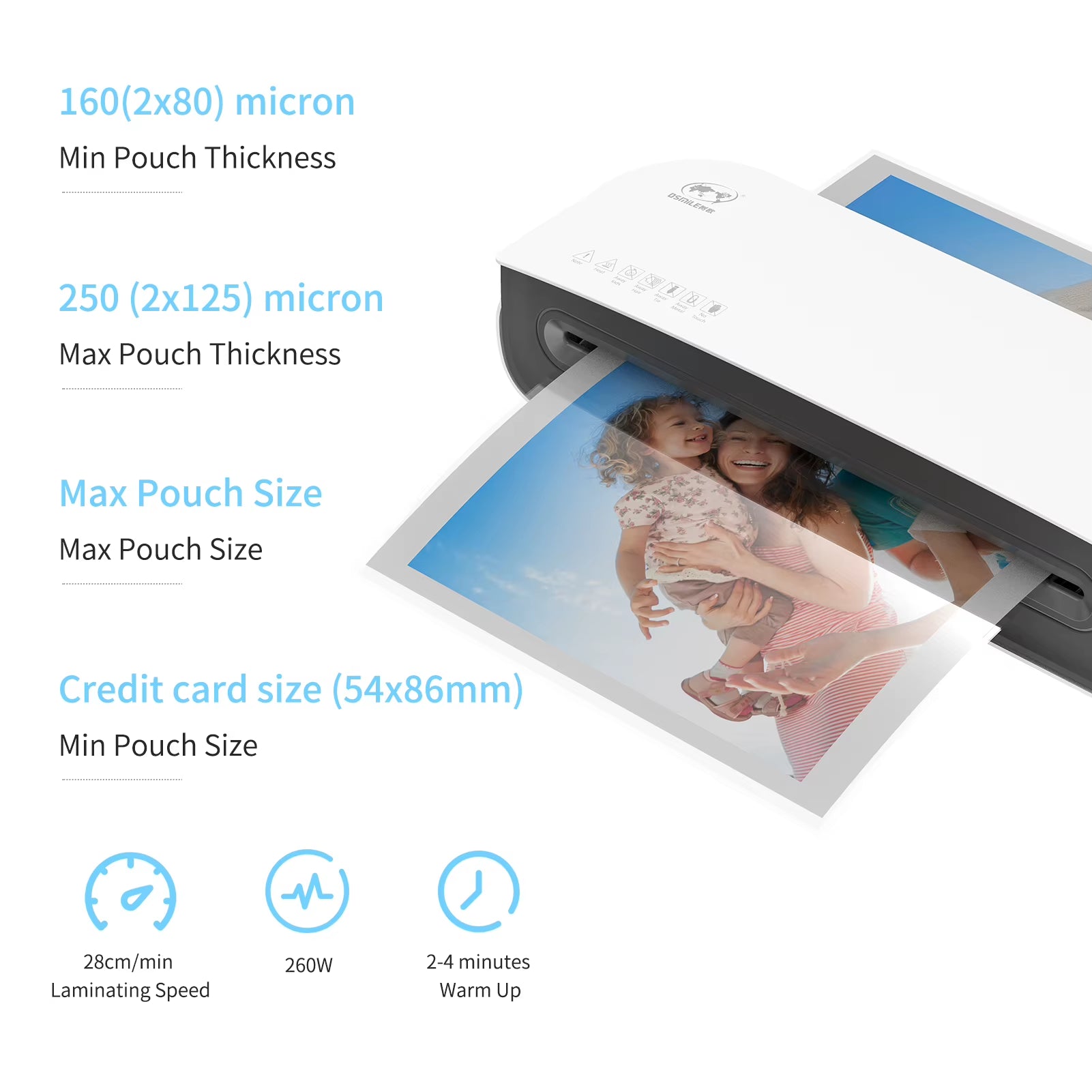 OSMILE SL289 Ensemble De Machine À Plastifier De Bureau Format A4 Stratification Chaude Et Froide Système À 2 Rouleaux 9 Pouces Largeur Maximale Pour A4/A5/A6