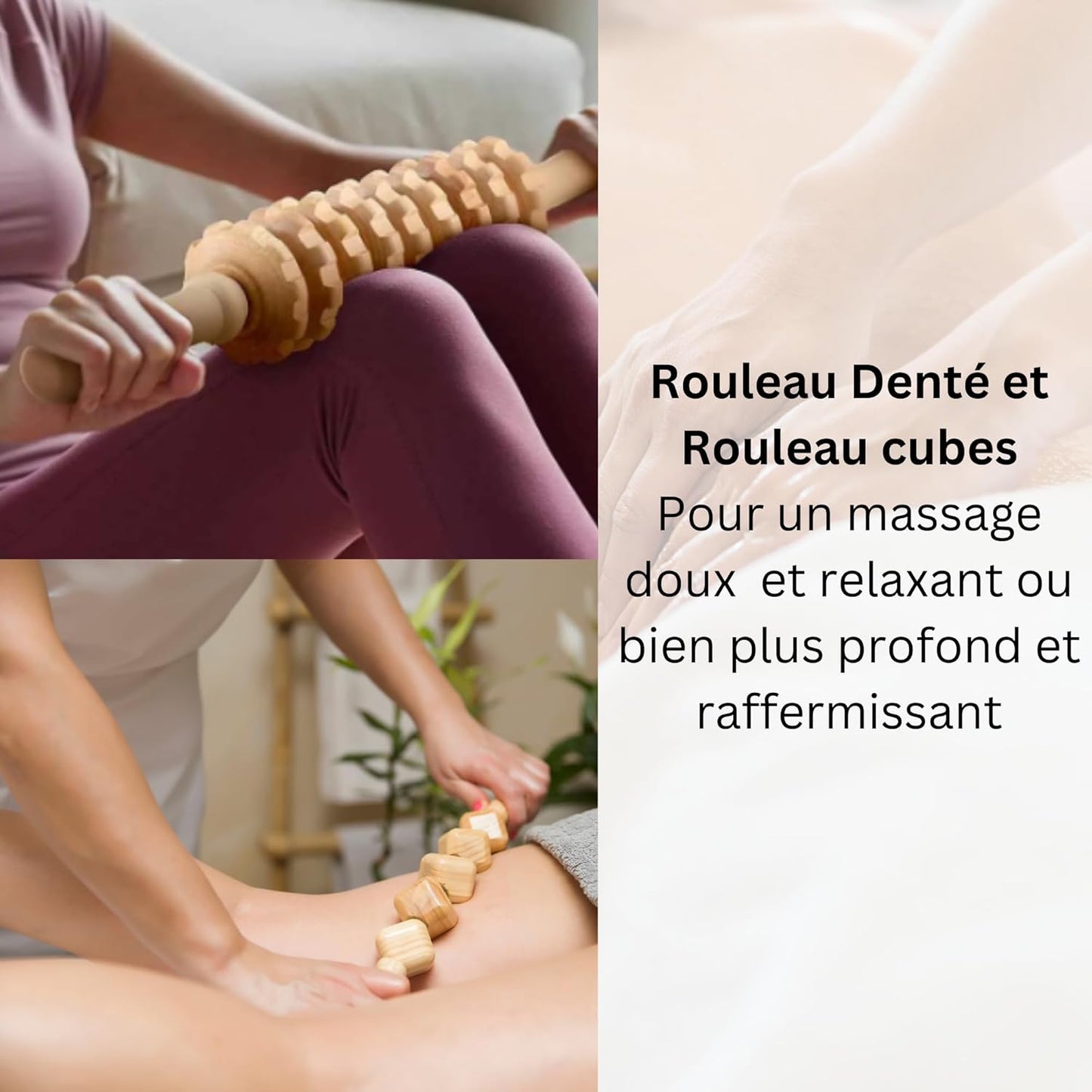 Madérothérapie Kit Complet Cellulite 4 En 1. Massage Pour Visage Et Corps. Améliore La Circulation. Kit anti Cellulite Et De Drainage Lymphatique.