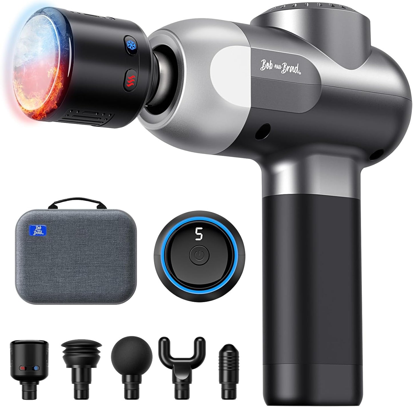 Pistolet De Massage Avec Thérapie Par Le Chaud Et Le Froid, Bob and Brad C2 Pro Masseur De Tissus Profonds Avec Chaleur,Pour Le Gymnase, La Maison, La Récupération, Le Soulagement De La Douleur