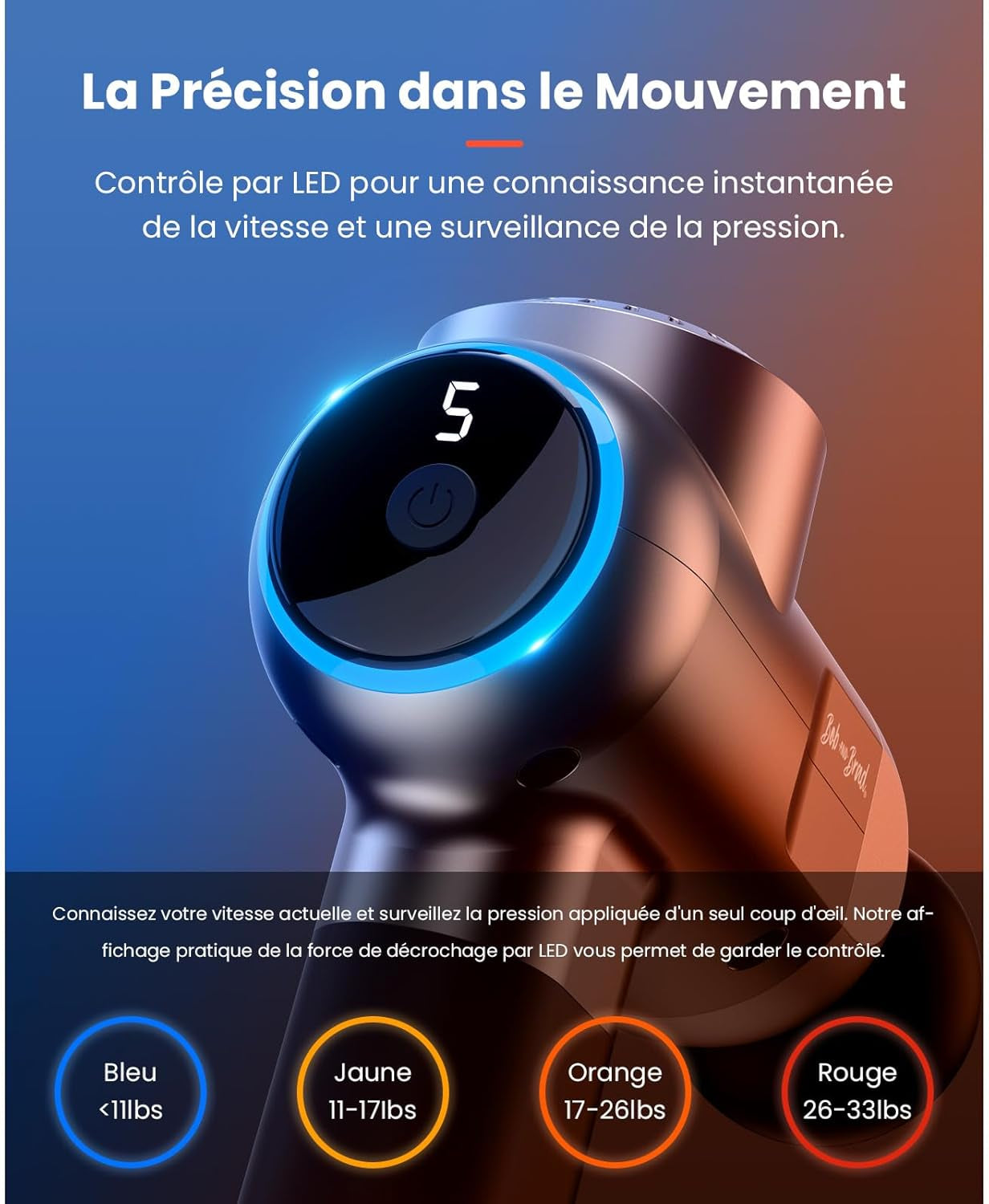 Pistolet De Massage Avec Thérapie Par Le Chaud Et Le Froid, Bob and Brad C2 Pro Masseur De Tissus Profonds Avec Chaleur,Pour Le Gymnase, La Maison, La Récupération, Le Soulagement De La Douleur